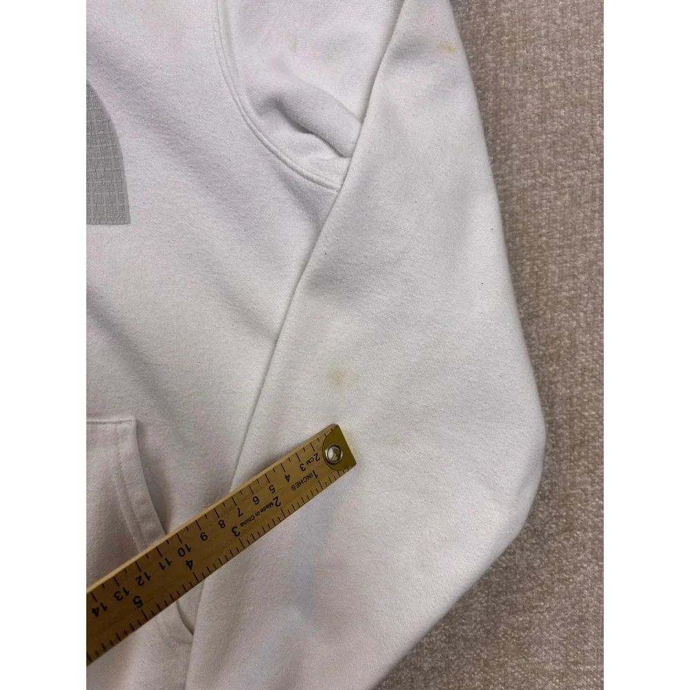 The North Face Mens White Graphic Logo Pullover Hoodie Sweatshirt Size M